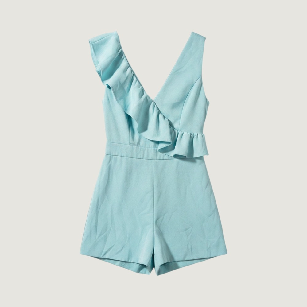 DO+BE Romper Womens‎ Medium Blue Ruffle V-Neck Sleeveless GY1797
